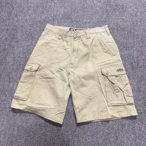 Y2K OTB Only The Best Cargo Shorts Men's 33 Skater 6 Pocket Cotton Beige